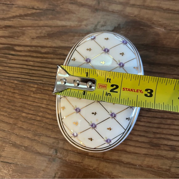 Otagiri Oval Purple Flower Trinket Jewelry Box - Picture 6 of 7